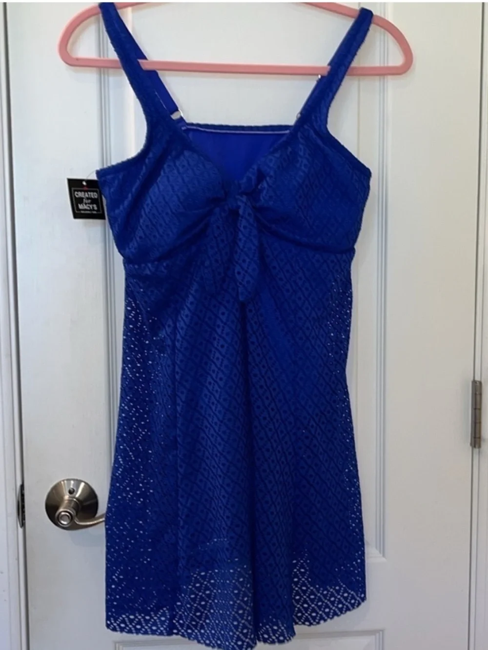 🆕 Swim Solutions Swim Dress  Tie Knot Front Tummy-Control 16W Cobalt Blue - Picture 4 of 11
